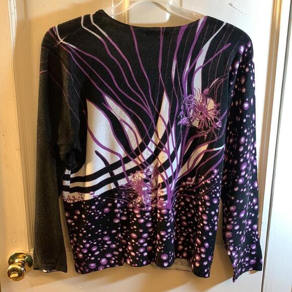 🍁Pierre New York purple black n white sweater shirt 1X - Picture 10 of 11